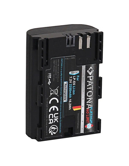 PATONA PLATINUM BATTERY WITH USB-C INPUT F. CANON LP-E6 LPE6 EOS 60D 70D 5D 6D 7D MARK III