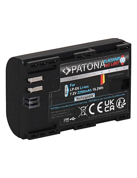 PATONA PLATINUM BATTERY WITH USB-C INPUT F. CANON LP-E6 LPE6 EOS 60D 70D 5D 6D 7D MARK III