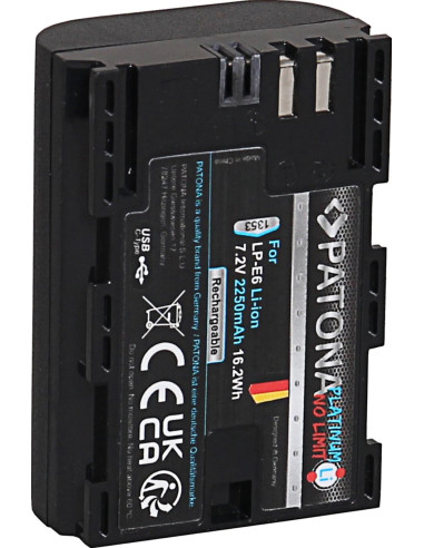 PATONA PLATINUM BATTERY WITH USB-C INPUT F. CANON LP-E6 LPE6 EOS 60D 70D 5D 6D 7D MARK III