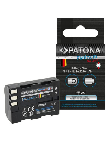PATONA PLATINUM BATTERY WITH USB-C INPUT FOR NIKON D700 D300 D200 D100 D80 D70 D50 EN-EL3E