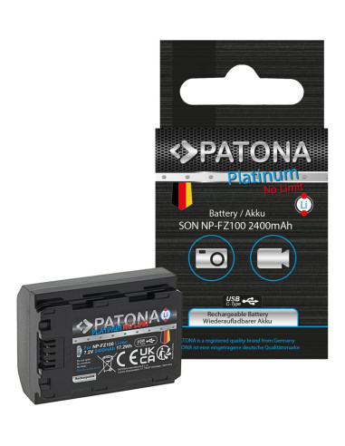 PATONA PLATINUM BATTERY WITH USB-C INPUT FOR SONY NP-FZ100 A7 III A7M3 ALPHA 7 III A7 R III A7RM3 ALPHA 7 R III A9 ALPHA 9