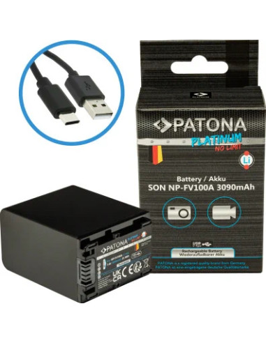 Batteria Platinum con Input USB-C per Sony NP-FV100
