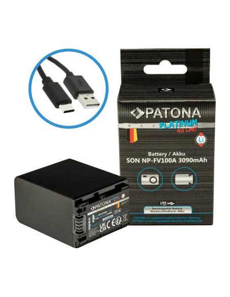 Batteria Platinum con Input USB-C per Sony NP-FV100