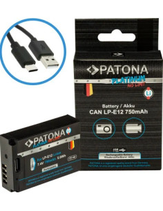 PATONA PLATINUM BATTERY WITH USB-C INPUT FOR CANON LP-E12 EOS 100D EOS-M50 EOS-100D 2
