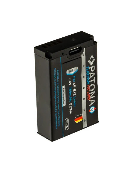 PATONA PLATINUM BATTERY WITH USB-C INPUT FOR CANON LP-E12 EOS 100D EOS-M50 EOS-100D