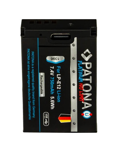 PATONA PLATINUM BATTERY WITH USB-C INPUT FOR CANON LP-E12 EOS 100D EOS-M50 EOS-100D