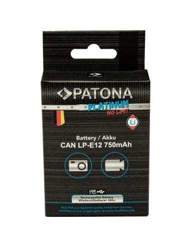 PATONA PLATINUM BATTERY WITH USB-C INPUT FOR CANON LP-E12 EOS 100D EOS-M50 EOS-100D