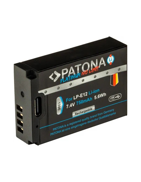 PATONA PLATINUM BATTERY WITH USB-C INPUT FOR CANON LP-E12 EOS 100D EOS-M50 EOS-100D