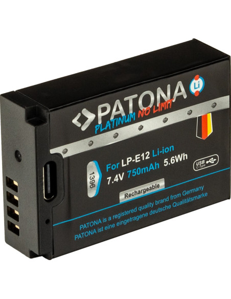 PATONA PLATINUM BATTERY WITH USB-C INPUT FOR CANON LP-E12 EOS 100D EOS-M50 EOS-100D