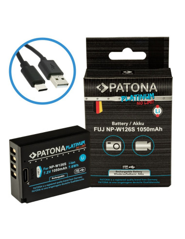 PATONA PLATINUM BATTERY WITH USB-C INPUT FOR FUJI NP-W126S FUJIFILM X-H1 FUJIFILM X-PRO3 FUJIFILM X-T100