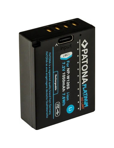 PATONA PLATINUM BATTERY WITH USB-C INPUT FOR FUJI NP-W126S FUJIFILM X-H1 FUJIFILM X-PRO3 FUJIFILM X-T100