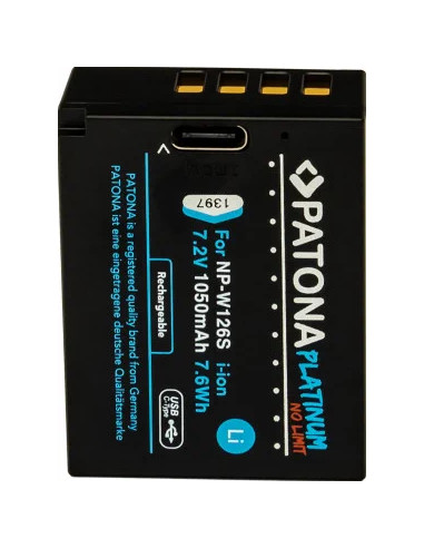 PATONA PLATINUM BATTERY WITH USB-C INPUT FOR FUJI NP-W126S FUJIFILM X-H1 FUJIFILM X-PRO3 FUJIFILM X-T100