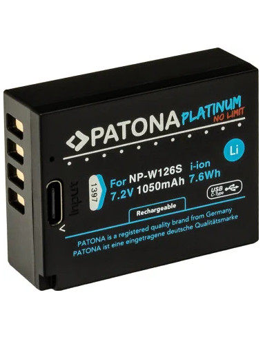 PATONA PLATINUM BATTERY WITH USB-C INPUT FOR FUJI NP-W126S FUJIFILM X-H1 FUJIFILM X-PRO3 FUJIFILM X-T100