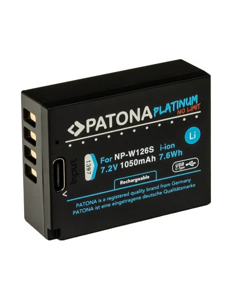 PATONA PLATINUM BATTERY WITH USB-C INPUT FOR FUJI NP-W126S FUJIFILM X-H1 FUJIFILM X-PRO3 FUJIFILM X-T100
