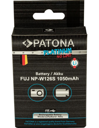 PATONA PLATINUM BATTERY WITH USB-C INPUT FOR FUJI NP-W126S FUJIFILM X-H1 FUJIFILM X-PRO3 FUJIFILM X-T100