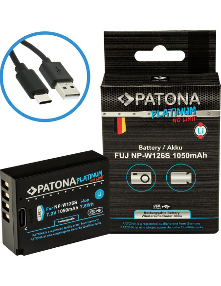 PATONA PLATINUM BATTERY WITH USB-C INPUT FOR FUJI NP-W126S FUJIFILM X-H1 FUJIFILM X-PRO3 FUJIFILM X-T100