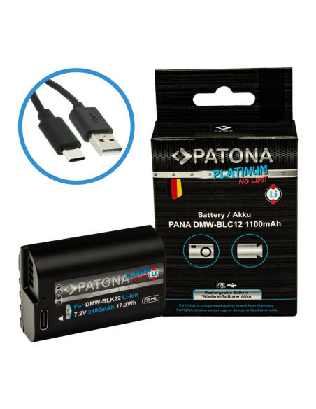 PATONA PLATINUM BATTERY WITH USB-C INPUT FOR PANASONIC DMW-BLC12 FZ2000 FZ300 GX8 G81 GH2