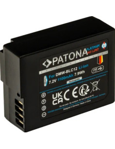 PATONA PLATINUM BATTERY WITH USB-C INPUT FOR PANASONIC DMW-BLC12 FZ2000 FZ300 GX8 G81 GH2 2