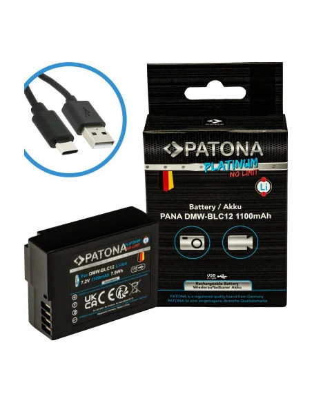 PATONA PLATINUM BATTERY WITH USB-C INPUT FOR PANASONIC DMW-BLC12 FZ2000 FZ300 GX8 G81 GH2