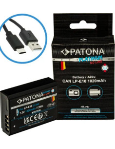 PATONA PLATINUM BATTERY WITH USB-C INPUT FOR CANON LP-E10 LPE10 EOS1100D EOS 1100D 2