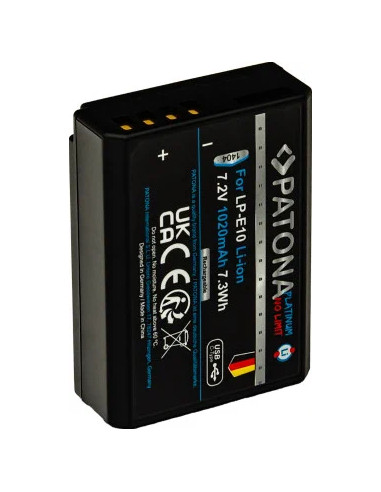 PATONA PLATINUM BATTERY WITH USB-C INPUT FOR CANON LP-E10 LPE10 EOS1100D EOS 1100D