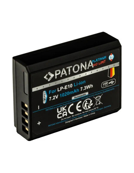 PATONA PLATINUM BATTERY WITH USB-C INPUT FOR CANON LP-E10 LPE10 EOS1100D EOS 1100D
