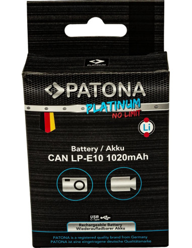 PATONA PLATINUM BATTERY WITH USB-C INPUT FOR CANON LP-E10 LPE10 EOS1100D EOS 1100D