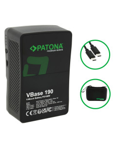 PATONA PREMIUM V-MOUNT BATTERIA VBASE 190WH PD100W USB-C USB-A D-TAP HARD CASE