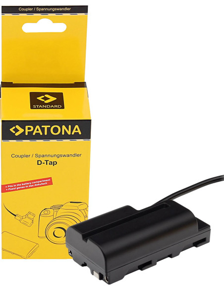 PATONA ADATTATORE PER LED A BATTERIA D-TAP PER SONY NP-FM50 NP-F550 NP-F750 NP-F960 NP-F970 NP-FM500 NP-FM500H