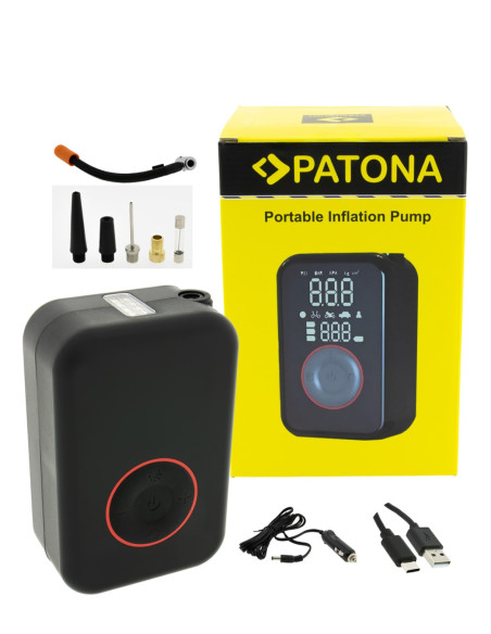 PATONA ELECTRIC AIR PUMP 10.3BAR 150PSI PORTABLE BATTERY COMPRESSOR LED LIGHT SOS LIGHT POWER BANK FOR CAR E-BIKE MOTORCYCLE INC