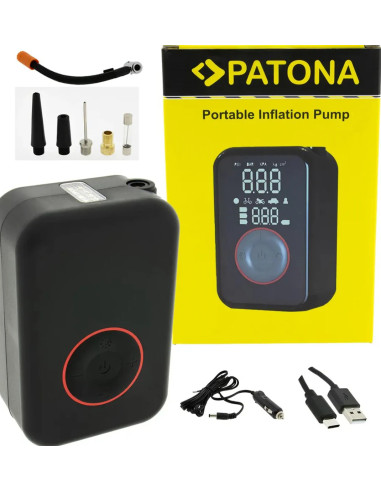 PATONA ELECTRIC AIR PUMP 10.3BAR 150PSI PORTABLE BATTERY COMPRESSOR LED LIGHT SOS LIGHT POWER BANK FOR CAR E-BIKE MOTORCYCLE INC