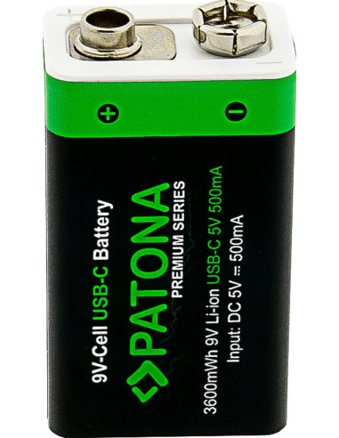 2x Batterie 9V Premium USB-C 3600mWh 1,5V