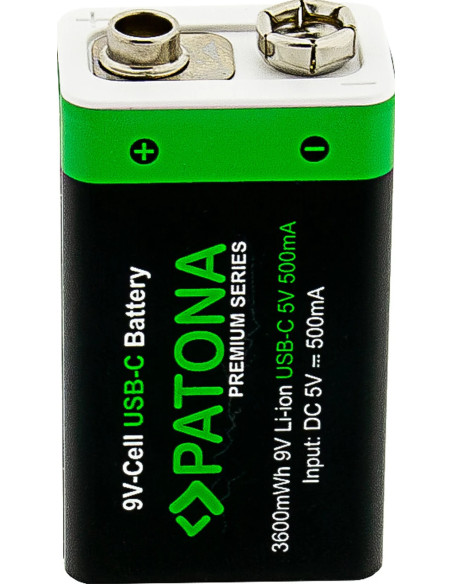 2x Batterie 9V Premium USB-C 3600mWh 1,5V