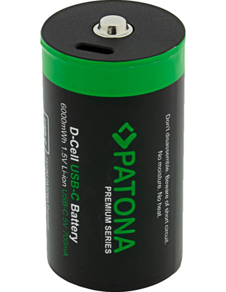 PREMIUM USB-C 2X LR20 MONO D BATTERIES LITHIUM 6000MWH 1.5V RECHARGEABLE WITH 1 TO 2 USB-C CH