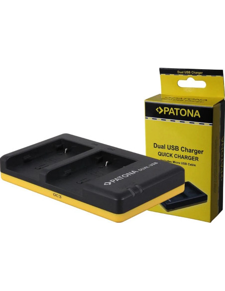 PATONA DUAL QUICK-CHARGER CANON NB2L, NB2LH, 2L12, 2L14 INCL. MICRO-USB CABEL