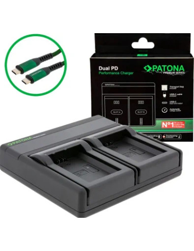 Caricabatteria Premium Dual PD Performance per Sony NP FW50 con ingresso / uscita USB-C