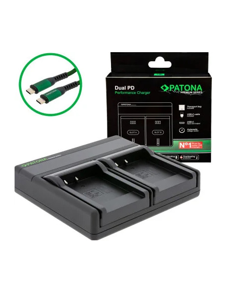 PATONA PREMIUM DUAL PD PERFORMANCE CHARGER FOR CANON LP-E6 INCL. USB-C INPUT/OUTPUT
