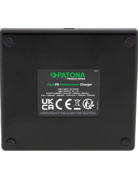 Caricabatteria Premium Dual PD Performance per Canon LP-E17 con ingresso / uscita USB-C