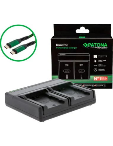 PATONA PREMIUM DUAL PD PERFORMANCE CHARGER FOR FUJI NP-W235 INCL. USB-C INPUT/OUTPUT