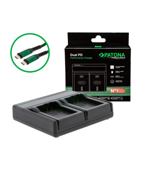 Caricabatteria Premium Dual PD Performance per Nikon EN-EL25 con ingresso / uscita USB-C