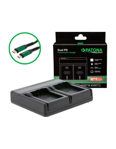 Caricabatteria Premium Dual PD Performance per Nikon EN-EL25 con ingresso / uscita USB-C