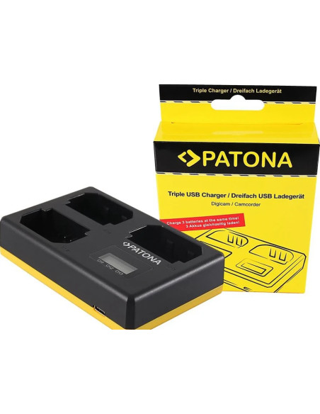 PATONA USB TRIPLE CHARGER SONY NP-FZ100 A7 III A7M3 ALPHA 7 III A7 R III A7RM3 ALPHA 7 R III A9 ALPHA 9 FZ100