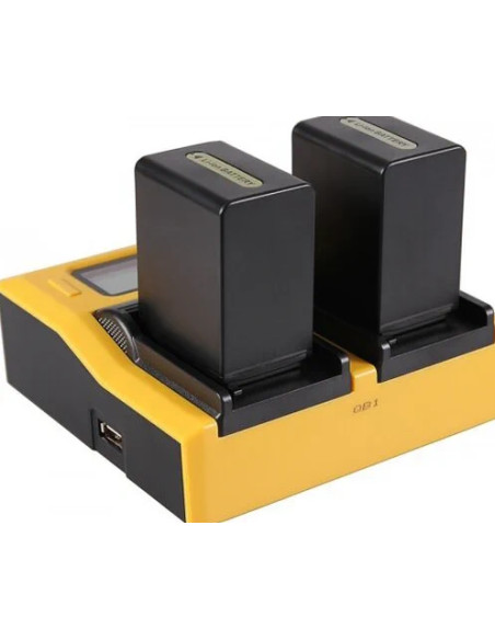 Caricabatteria LCD USB doppio per Sony NP-FP50