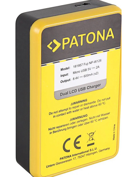 PATONA DUAL LCD USB CHARGER FUJIFILM FUJI NP-W126 FINEPIX HS30 EXR HS30EXR HS-30EXR HS33