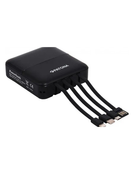 PATONA POWERBANK POCKET 4C 10000MAH WITH 4 INTEGRATED CHARGING CABLES USB MICRO-USB USB-C LIGHTNING