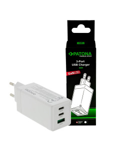 PATONA CARICABATTERIA PREMIUM GAN PD65W 2XUSB-C 1XUSB-A PD3.0 QC3.0 WHITE