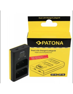 PATONA DUAL LCD USB CHARGER F. OLYMPUS OM-1 BLX-1 2