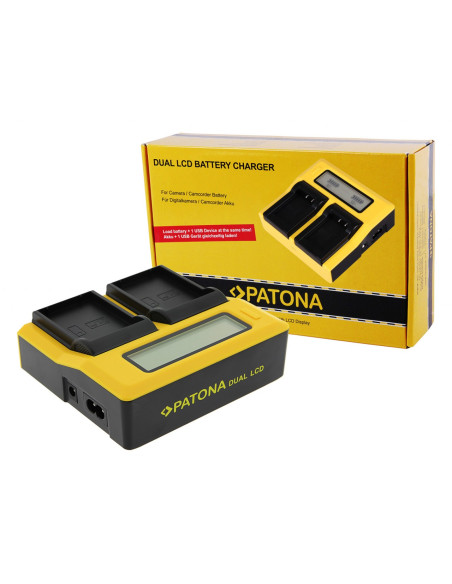 Caricabatterie dual LCD per Olympus BLX-1