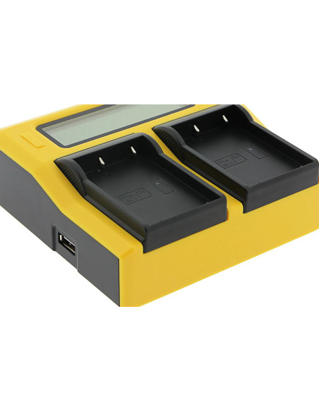 Caricabatterie dual LCD per Olympus BLX-1