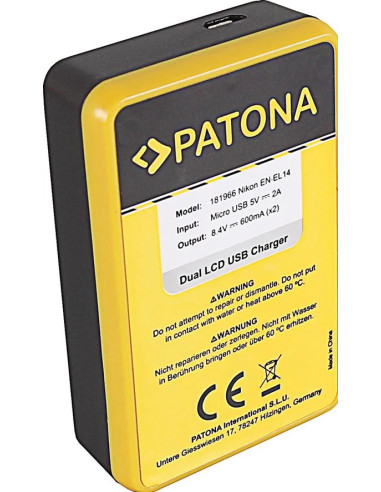 PATONA DUAL LCD USB CHARGER NIKON EN-EL14 COOLPIX D3100 D3200 D5100 D5200 P7000 P7100 P7700